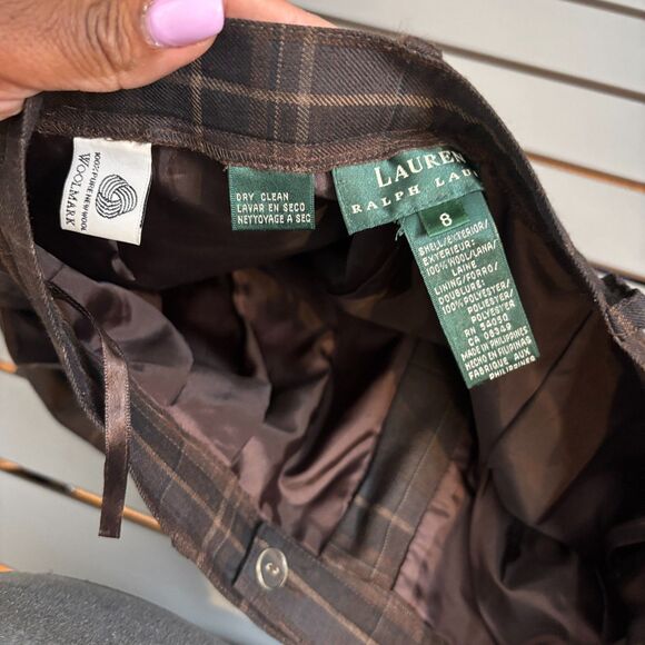 Lauren Ralph Lauren 2 Piece Shirt & Pants Womens M/8 Brown Plaid Wool Button Up - Picture 16 of 16